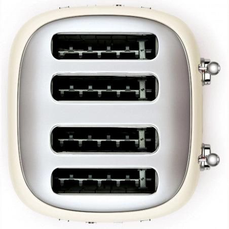 Prăjitor de pâine SMEG 50's Style TSF03CREU, 2000 W, 4 felii, 6 niveluri, Tava pentru firimituri, Cablu integrat, Oțel inoxidabil, Culoare crem