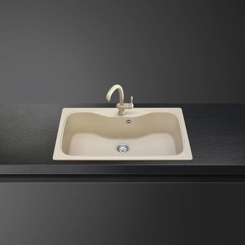 Chiuvetă de bucătărie Smeg LSEG860AV2, 86 cm, material rezistent la zgârieturi, ușor de curățat, bej