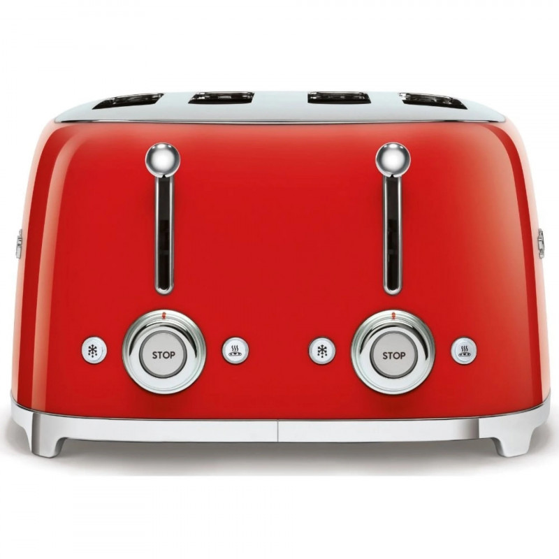 Prăjitor de pâine SMEG 50's Style TSF03RDEU, 2000 W, 4 felii, 6 niveluri, Tava pentru firimituri, Cablu integrat, Oțel inoxidabil, Roșu