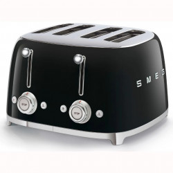 Prăjitor de pâine SMEG 50's Style TSF03BLEU, 2000 W, 4 felii, 6 niveluri, Tava pentru firimituri, Cablu integrat, Oțel inoxidabil, Negru