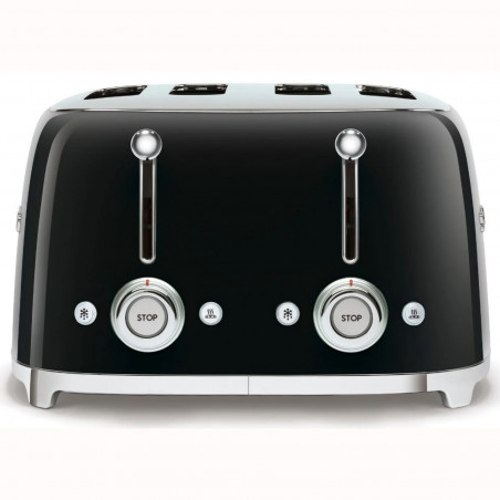 Prăjitor de pâine SMEG 50's Style TSF03BLEU, 2000 W, 4 felii, 6 niveluri, Tava pentru firimituri, Cablu integrat, Oțel inoxidabil, Negru