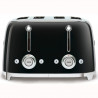 Prăjitor de pâine SMEG 50's Style TSF03BLEU, 2000 W, 4 felii, 6 niveluri, Tava pentru firimituri, Cablu integrat, Oțel inoxidabil, Negru