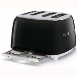 Prăjitor de pâine SMEG 50's Style TSF03BLEU, 2000 W, 4 felii, 6 niveluri, Tava pentru firimituri, Cablu integrat, Oțel inoxidabil, Negru