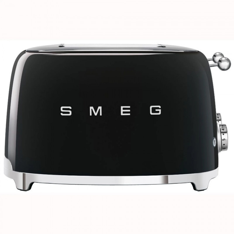 Prăjitor de pâine SMEG 50's Style TSF03BLEU, 2000 W, 4 felii, 6 niveluri, Tava pentru firimituri, Cablu integrat, Oțel inoxidabil, Negru