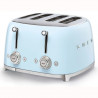 Prăjitor de pâine SMEG 50's Style TSF03PBEU, 2000 W, 4 felii, 6 niveluri, Tava pentru firimituri, Cablu integrat, Oțel inoxidabil, Albastru
