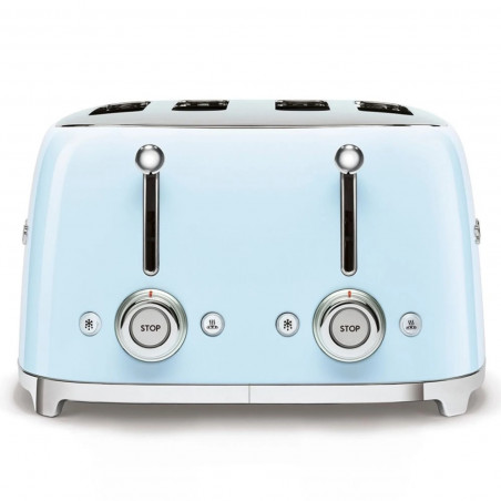Prăjitor de pâine SMEG 50's Style TSF03PBEU, 2000 W, 4 felii, 6 niveluri, Tava pentru firimituri, Cablu integrat, Oțel inoxidabil, Albastru