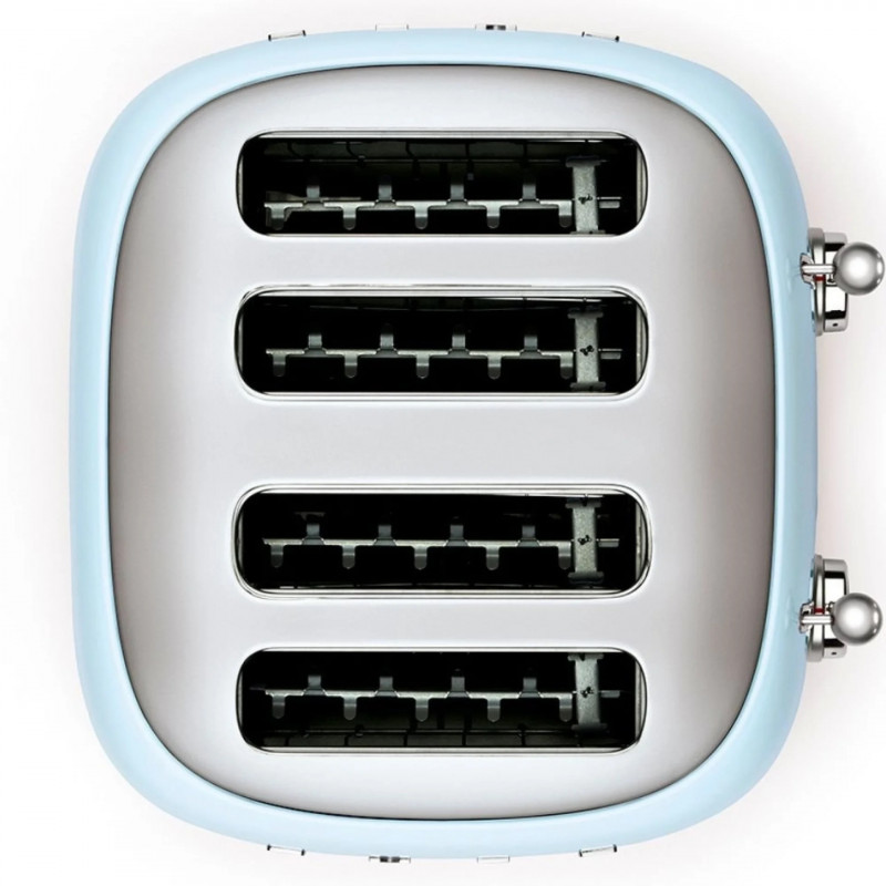 Prăjitor de pâine SMEG 50's Style TSF03PBEU, 2000 W, 4 felii, 6 niveluri, Tava pentru firimituri, Cablu integrat, Oțel inoxidabil, Albastru