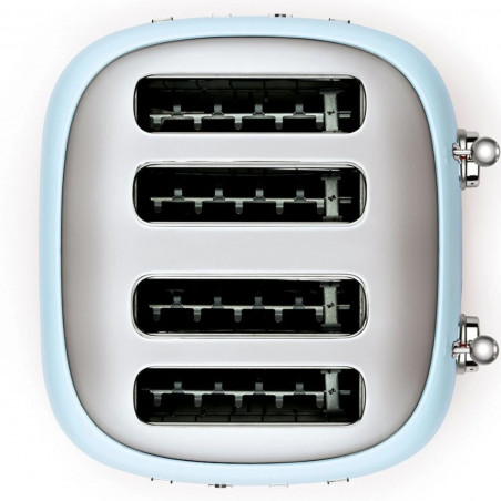 Prăjitor de pâine SMEG 50's Style TSF03PBEU, 2000 W, 4 felii, 6 niveluri, Tava pentru firimituri, Cablu integrat, Oțel inoxidabil, Albastru