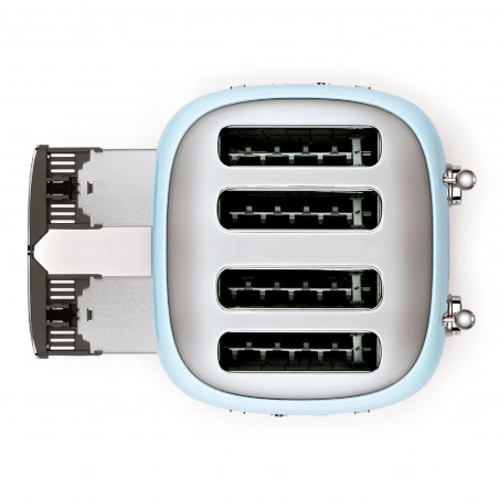 Prăjitor de pâine SMEG 50's Style TSF03PBEU, 2000 W, 4 felii, 6 niveluri, Tava pentru firimituri, Cablu integrat, Oțel inoxidabil, Albastru