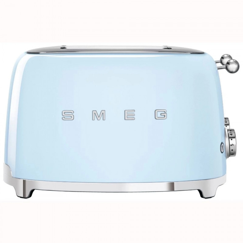 Prăjitor de pâine SMEG 50's Style TSF03PBEU, 2000 W, 4 felii, 6 niveluri, Tava pentru firimituri, Cablu integrat, Oțel inoxidabil, Albastru
