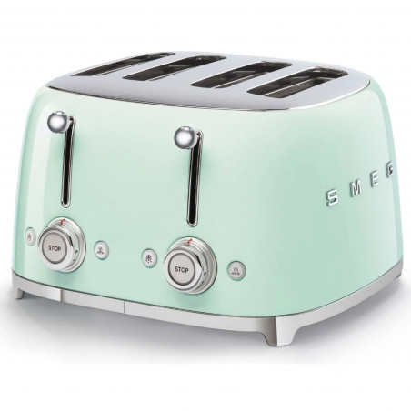 Prăjitor de pâine SMEG 50's Style TSF03PGEU, 2000 W, 4 felii, 6 niveluri, Tava pentru firimituri, Cablu integrat, Oțel inoxidabil, Verde