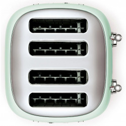 Prăjitor de pâine SMEG 50's Style TSF03PGEU, 2000 W, 4 felii, 6 niveluri, Tava pentru firimituri, Cablu integrat, Oțel inoxidabil, Verde