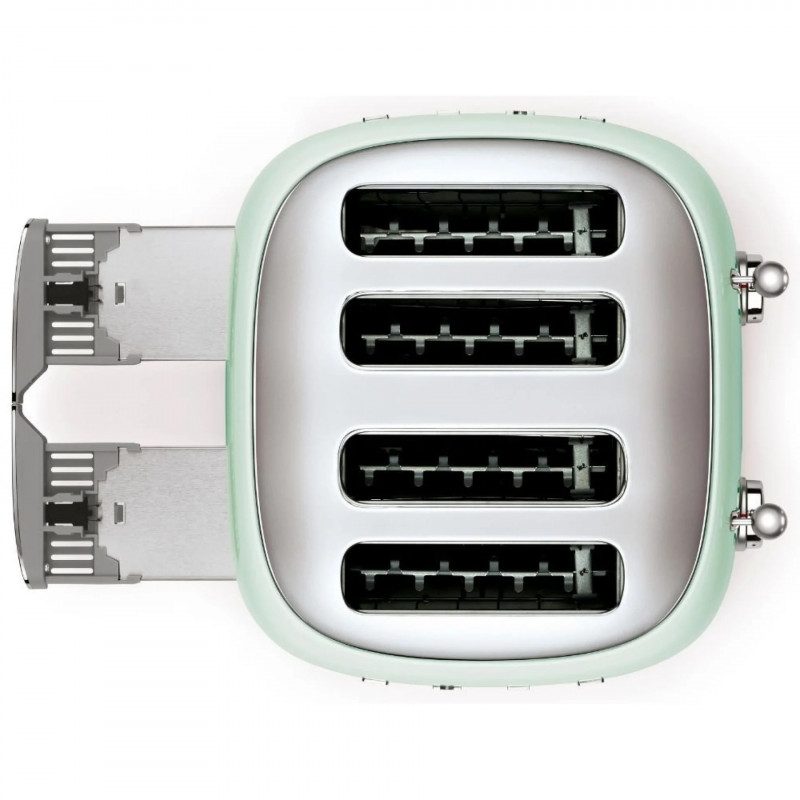 Prăjitor de pâine SMEG 50's Style TSF03PGEU, 2000 W, 4 felii, 6 niveluri, Tava pentru firimituri, Cablu integrat, Oțel inoxidabil, Verde