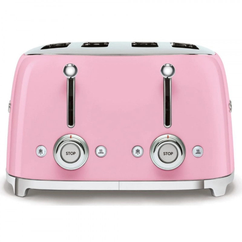 Prăjitor de pâine SMEG 50's Style TSF03PKEU, 2000 W, 4 felii, 6 niveluri, Tava pentru firimituri, Cablu integrat, Oțel inoxidabil, Roz
