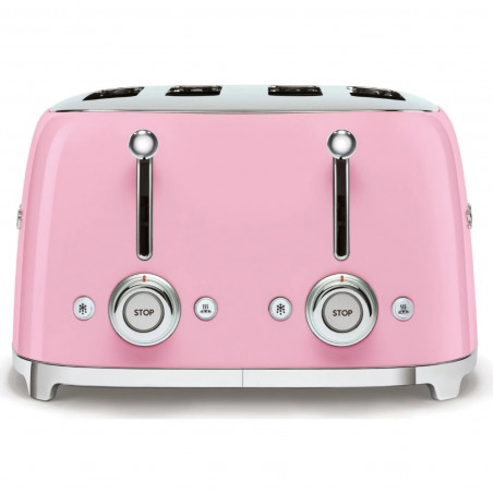 Prăjitor de pâine SMEG 50's Style TSF03PKEU, 2000 W, 4 felii, 6 niveluri, Tava pentru firimituri, Cablu integrat, Oțel inoxidabil, Roz