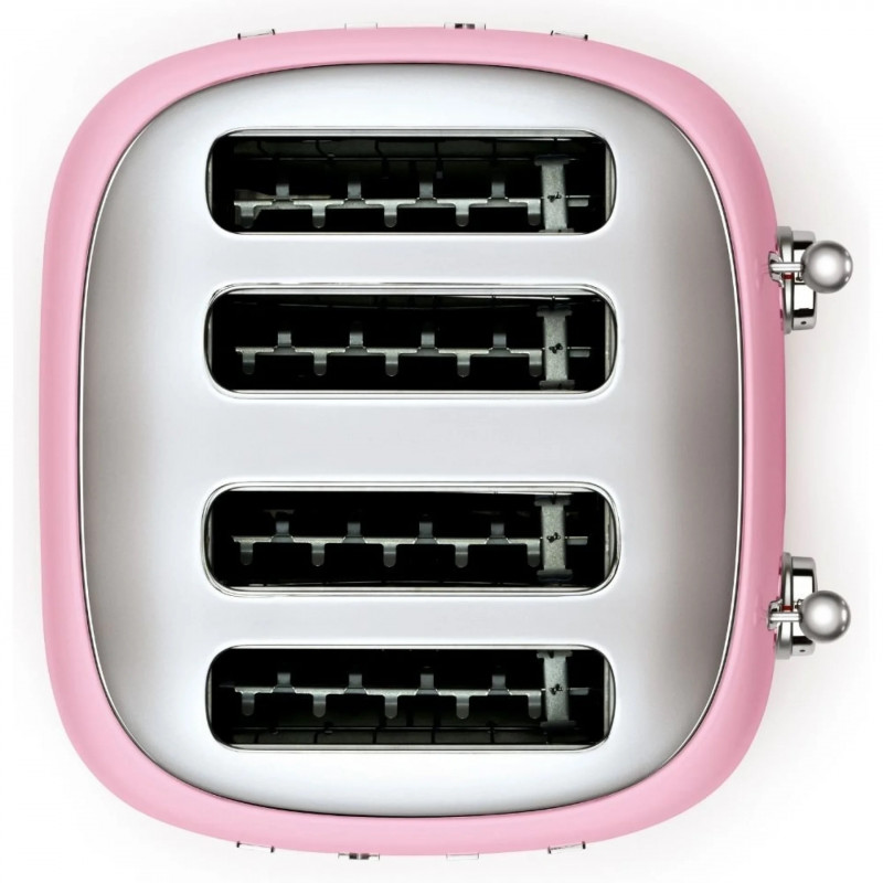 Prăjitor de pâine SMEG 50's Style TSF03PKEU, 2000 W, 4 felii, 6 niveluri, Tava pentru firimituri, Cablu integrat, Oțel inoxidabil, Roz