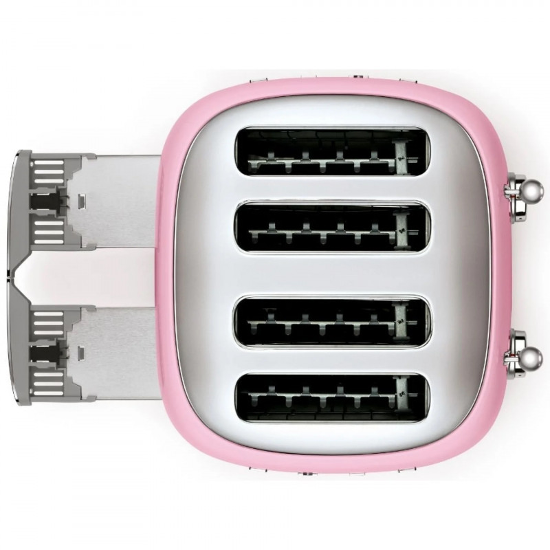Prăjitor de pâine SMEG 50's Style TSF03PKEU, 2000 W, 4 felii, 6 niveluri, Tava pentru firimituri, Cablu integrat, Oțel inoxidabil, Roz
