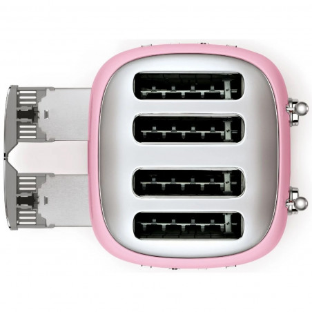 Prăjitor de pâine SMEG 50's Style TSF03PKEU, 2000 W, 4 felii, 6 niveluri, Tava pentru firimituri, Cablu integrat, Oțel inoxidabil, Roz