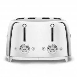 Prăjitor de pâine SMEG 50's Style TSF03SSEU, 2000 W, 4 felii, 6 niveluri, Tava pentru firimituri, Cablu integrat, Oțel inoxidabil, Argintiu