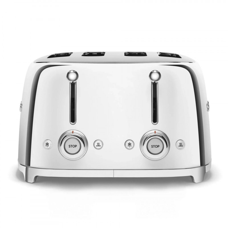 Prăjitor de pâine SMEG 50's Style TSF03SSEU, 2000 W, 4 felii, 6 niveluri, Tava pentru firimituri, Cablu integrat, Oțel inoxidabil, Argintiu