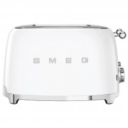 Prăjitor de pâine SMEG 50's Style TSF03WHEU, 2000 W, 4 felii, 6 niveluri, Tava pentru firimituri, Cablu integrat, Oțel inoxidabil, Alb