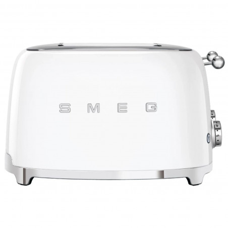 Prăjitor de pâine SMEG 50's Style TSF03WHEU, 2000 W, 4 felii, 6 niveluri, Tava pentru firimituri, Cablu integrat, Oțel inoxidabil, Alb