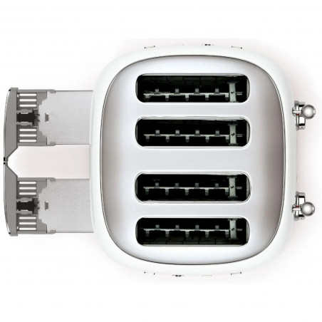 Prăjitor de pâine SMEG 50's Style TSF03WHEU, 2000 W, 4 felii, 6 niveluri, Tava pentru firimituri, Cablu integrat, Oțel inoxidabil, Alb