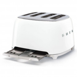 Prăjitor de pâine SMEG 50's Style TSF03WHEU, 2000 W, 4 felii, 6 niveluri, Tava pentru firimituri, Cablu integrat, Oțel inoxidabil, Alb