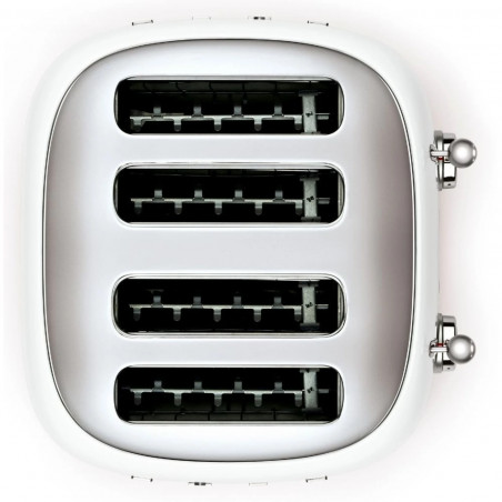 Prăjitor de pâine SMEG 50's Style TSF03WHEU, 2000 W, 4 felii, 6 niveluri, Tava pentru firimituri, Cablu integrat, Oțel inoxidabil, Alb