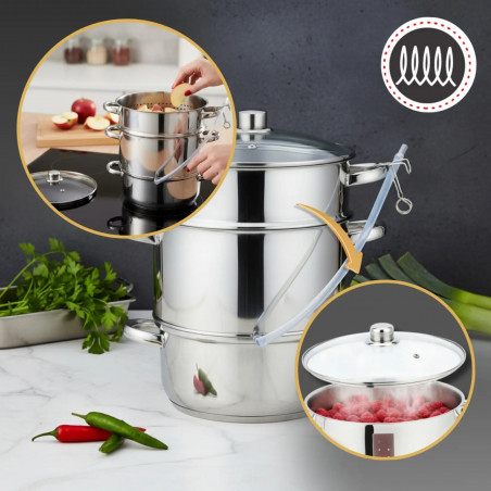 Extractor de suc Klausberg KB 9032, 28 cm, 8 litri, 4 piese, pentru plite cu inducție, din oțel inoxidabil