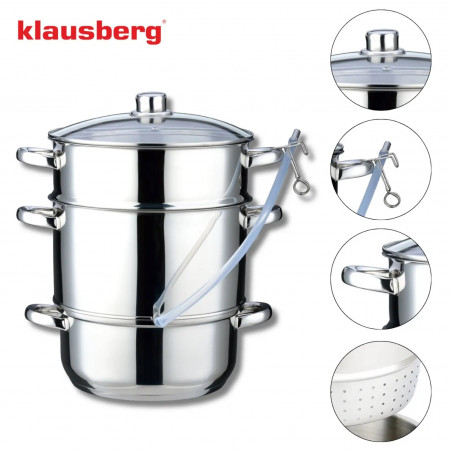 Extractor de suc Klausberg KB 9032, 28 cm, 8 litri, 4 piese, pentru plite cu inducție, din oțel inoxidabil