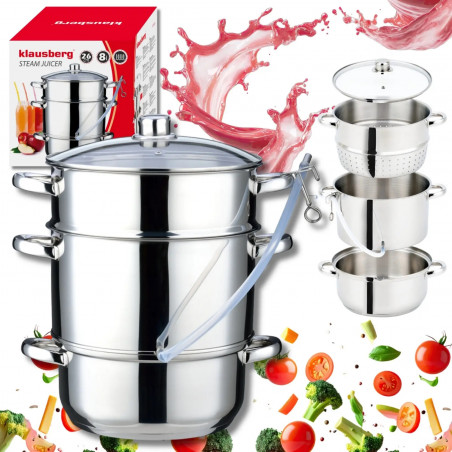 Extractor de suc Klausberg KB 9032, 28 cm, 8 litri, 4 piese, pentru plite cu inducție, din oțel inoxidabil