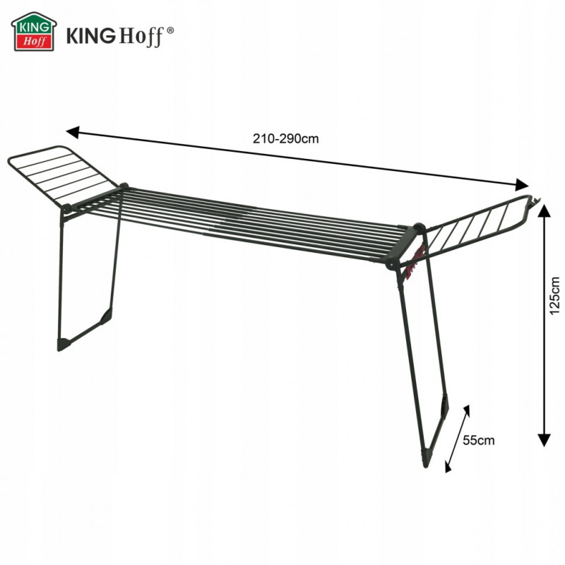 Uscător de rufe Kinghoff KH 2045, 30 m, până la 25 kg, pliabil, oțel, negru