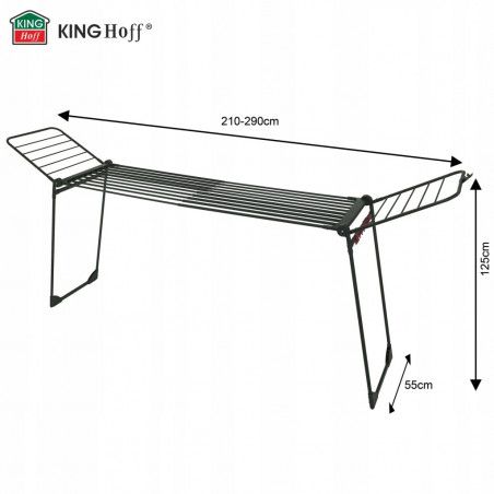 Uscător de rufe Kinghoff KH 2045, 30 m, până la 25 kg, pliabil, oțel, negru