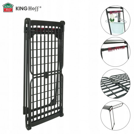 Uscător de rufe Kinghoff KH 2045, 30 m, până la 25 kg, pliabil, oțel, negru