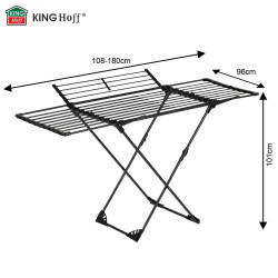 Uscător de haine KH 2043, 27 m, până la 20 kg, pliabil, oțel, negru