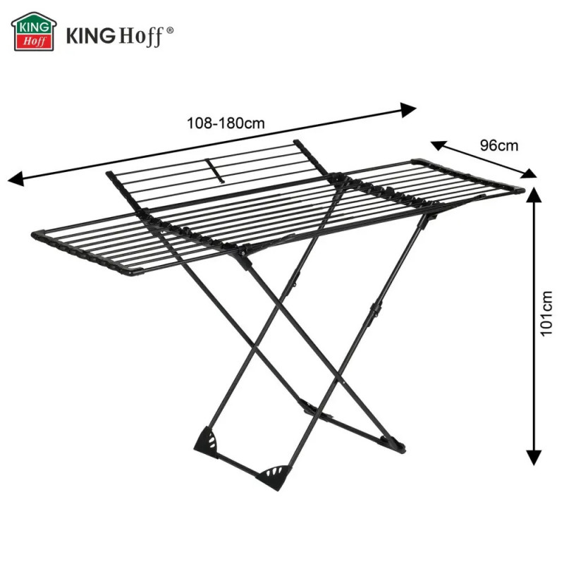 Uscător de haine KH 2043, 27 m, până la 20 kg, pliabil, oțel, negru