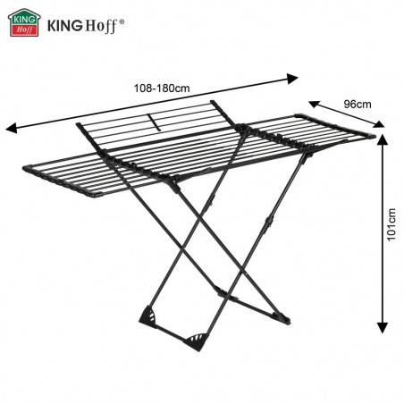 Uscător de haine KH 2043, 27 m, până la 20 kg, pliabil, oțel, negru