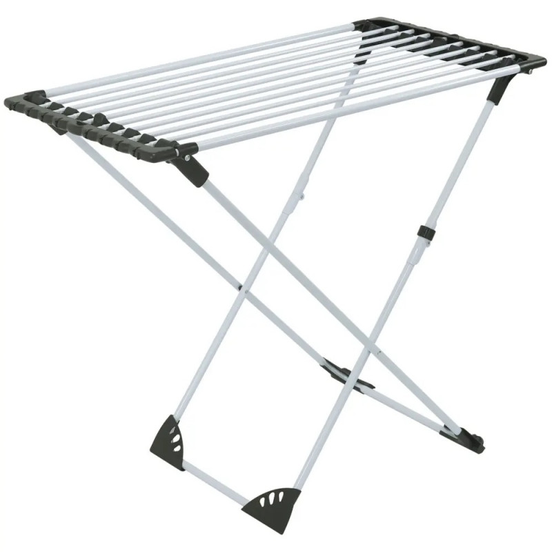 Uscător de rufe pliabil Kinghoff KH 2042, 20 m, până la 20 kg, lungime reglabilă, capete antiderapante, alb/negru