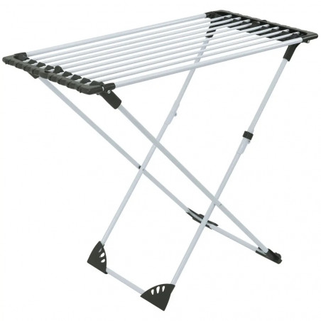 Uscător de rufe pliabil Kinghoff KH 2042, 20 m, până la 20 kg, lungime reglabilă, capete antiderapante, alb/negru