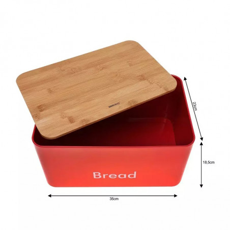 Set de cutii pentru pâine cu recipiente Kinghoff KH 1085, 4 buc., email, bambus/oțel, roșu
