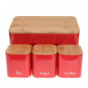 Set de cutii pentru pâine cu recipiente Kinghoff KH 1085, 4 buc., email, bambus/oțel, roșu