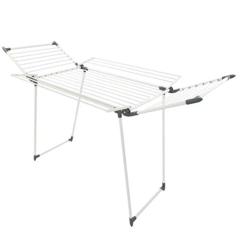 Uscător de rufe pliabil Kinghoff KH 2041, 25 m, până la 20 kg, capete antiderapante, oțel, alb/gri