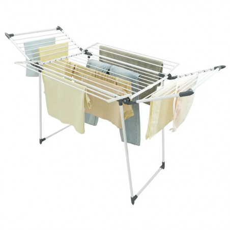Uscător de rufe pliabil Kinghoff KH 2041, 25 m, până la 20 kg, capete antiderapante, oțel, alb/gri