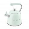 Ceainic cu fluier Smeg CKLW2001PG, 2,3 l, pentru plite cu inducție, mâner care nu se încălzește, oțel, verde pastel