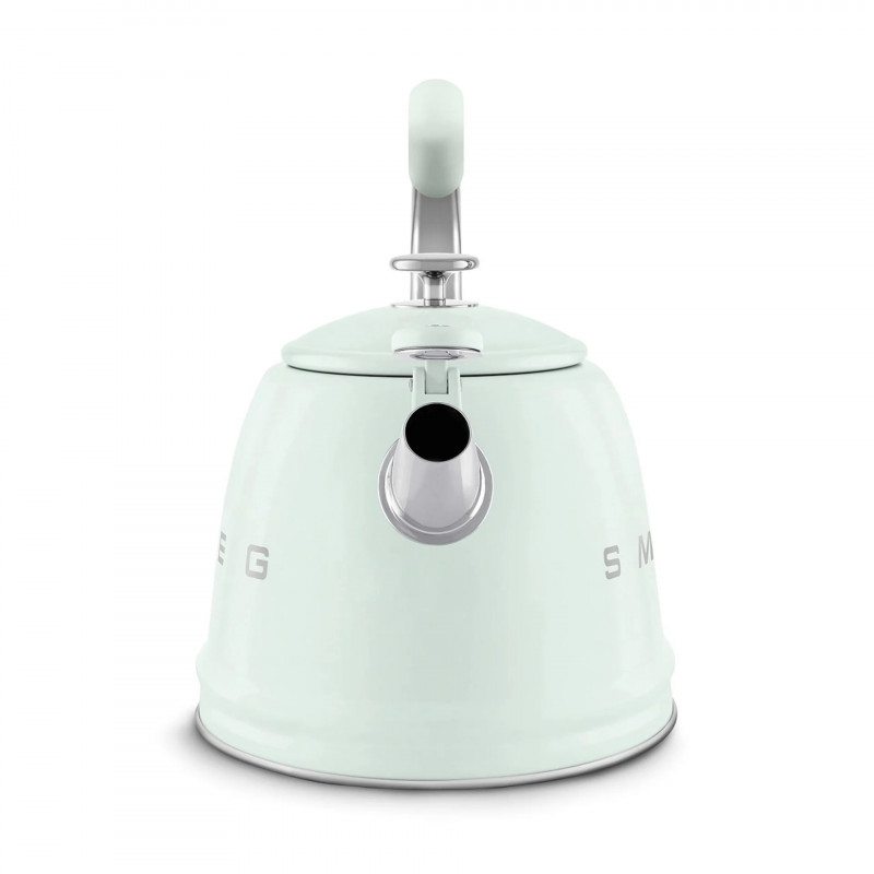 Ceainic cu fluier Smeg CKLW2001PG, 2,3 l, pentru plite cu inducție, mâner care nu se încălzește, oțel, verde pastel