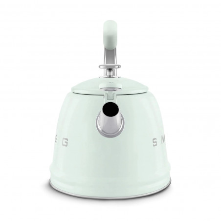 Ceainic cu fluier Smeg CKLW2001PG, 2,3 l, pentru plite cu inducție, mâner care nu se încălzește, oțel, verde pastel