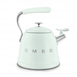 Ceainic cu fluier Smeg CKLW2001PG, 2,3 l, pentru plite cu inducție, mâner care nu se încălzește, oțel, verde pastel