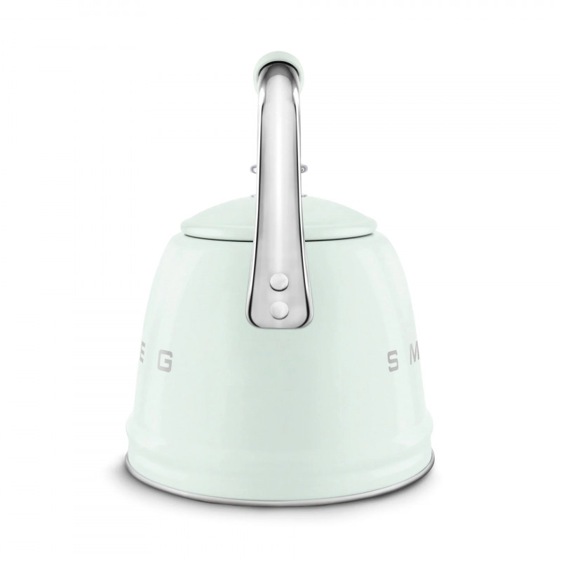 Ceainic cu fluier Smeg CKLW2001PG, 2,3 l, pentru plite cu inducție, mâner care nu se încălzește, oțel, verde pastel