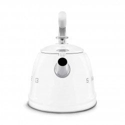 Ceainic cu fluier Smeg CKLW2001WH, 2,3 l, pentru plite cu inducție, mâner care nu se încălzește, oțel, alb
